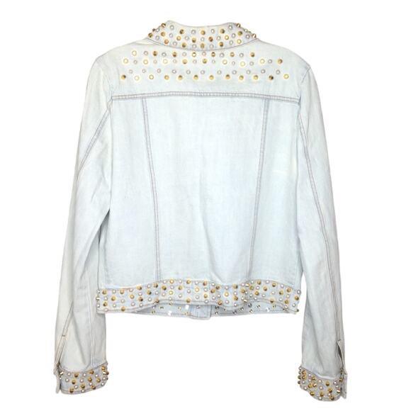 Belle Vere Gold Stud Embroidered Blue Denim Jacket Size Small - Picture 2 of 8